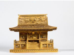 Japanese Inlaid Iron Cabinet Modeled As A Shrine