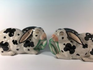 Pair Staffordshire Rabbits 10 inches C.1870
