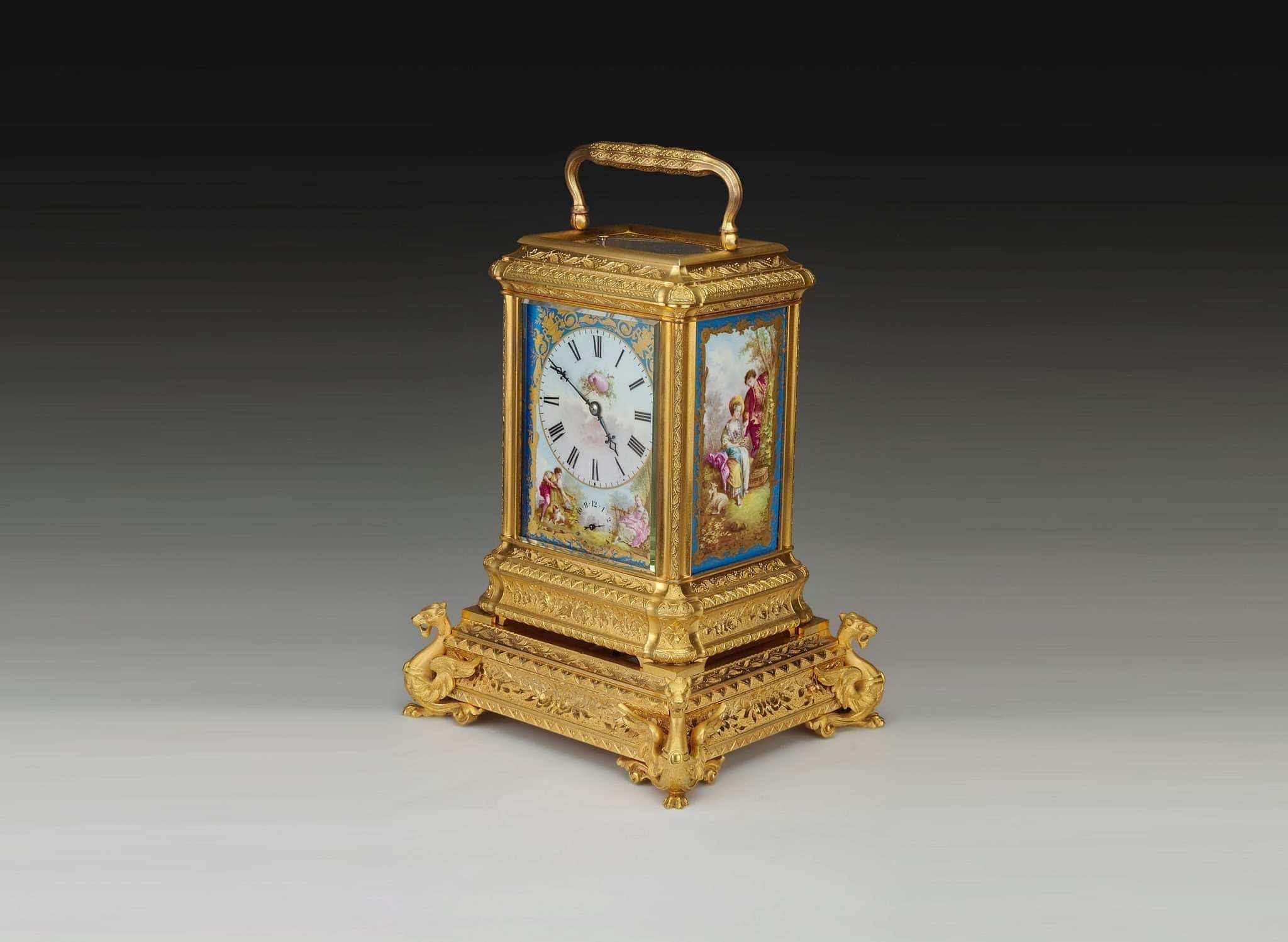 giantfrenchcarriageclockdrocourt AADLA Fair